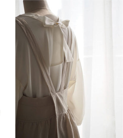 Uaussi Cotton Linen Apron Cross Back Work Apron for Women with Pockets Pinafore Dress X Cross Halter Apron for Chef Gardening