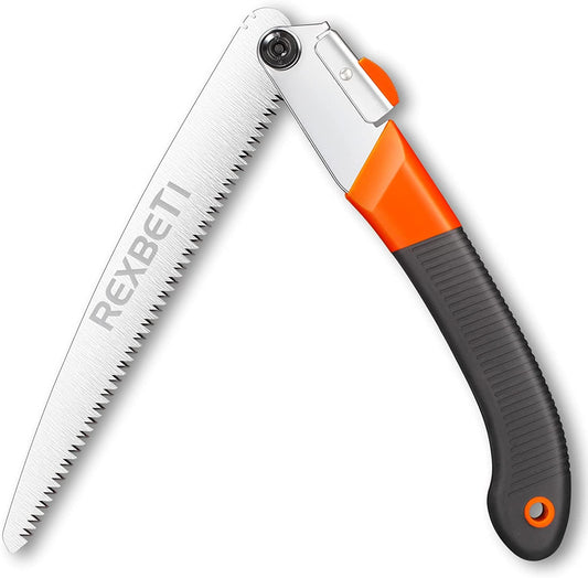 REXBETI Folding Saw, Heavy Duty 11 Inch Extra Long Blade Hand Saw for Wood Camping, Dry Wood Pruning Saw with Hard Teeth, Quality SK-5 Steel