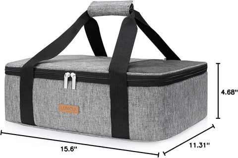 Image of Insulated Casserole Carrier for Hot or Cold Food, Lasagna Lugger Tote for Potluck Parties/Picnic/Cookouts, Fits 9"X13" Baking Dish, Grey