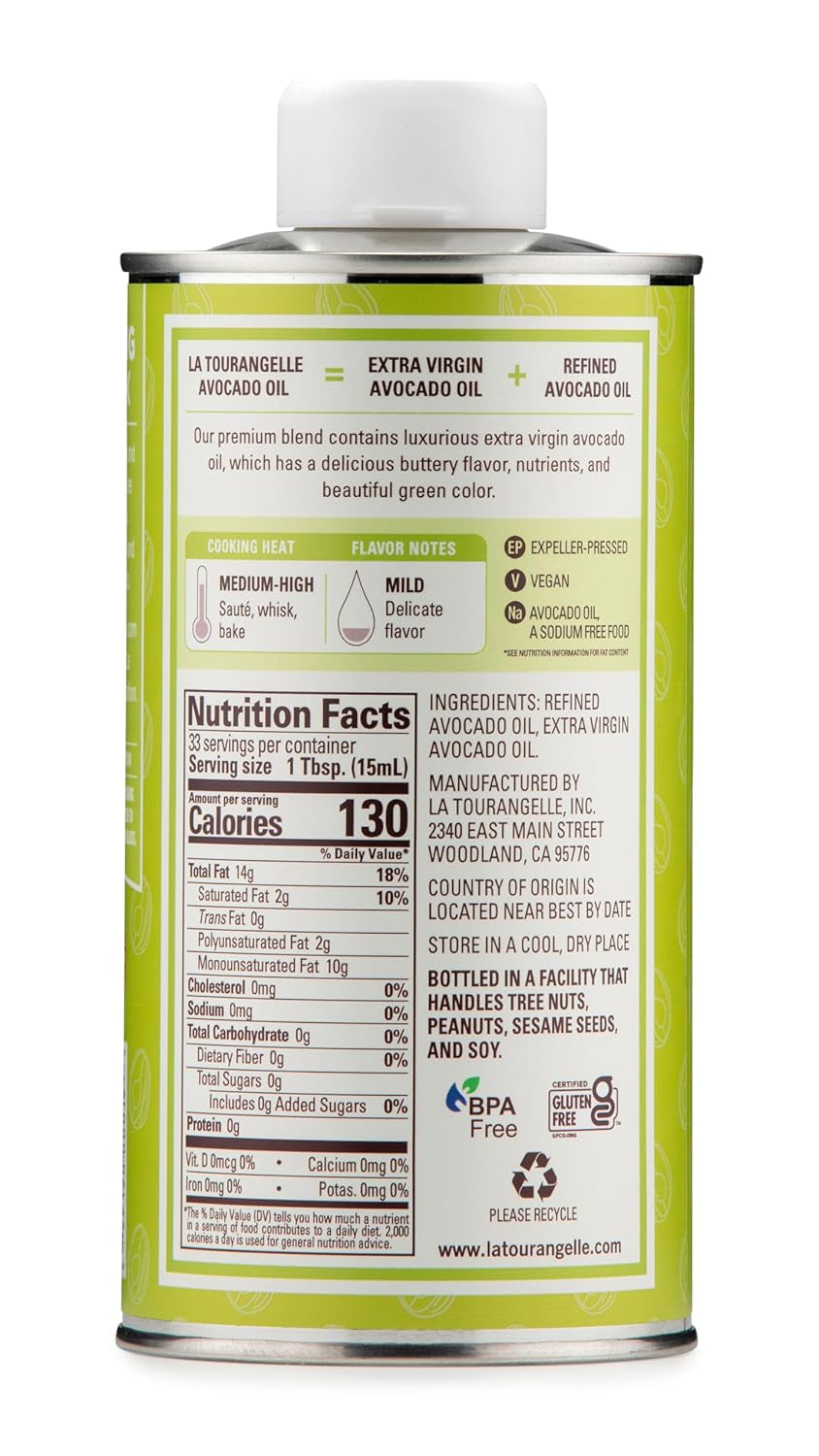 La Tourangelle, Avocado Oil, Handcrafted from Premium Avocados, Great for Cooking, as Butter Substitute, and for Skin and Hair, 16.9 Fl Oz