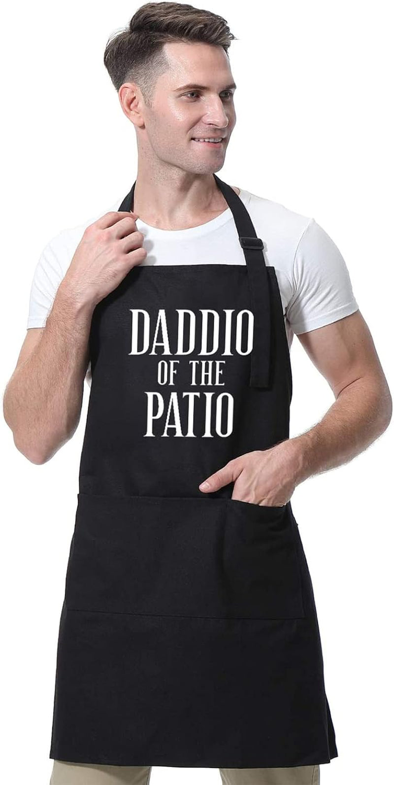 Miracu Grill Apron for Daddy - Daddio of the Patio - Dad Gifts from Daughter, Son - Funny Fathers Day, Birthday Gifts for Dad, Best Step Daddy, Father in Law - Papa Aprons for Grilling BBQ Cooking