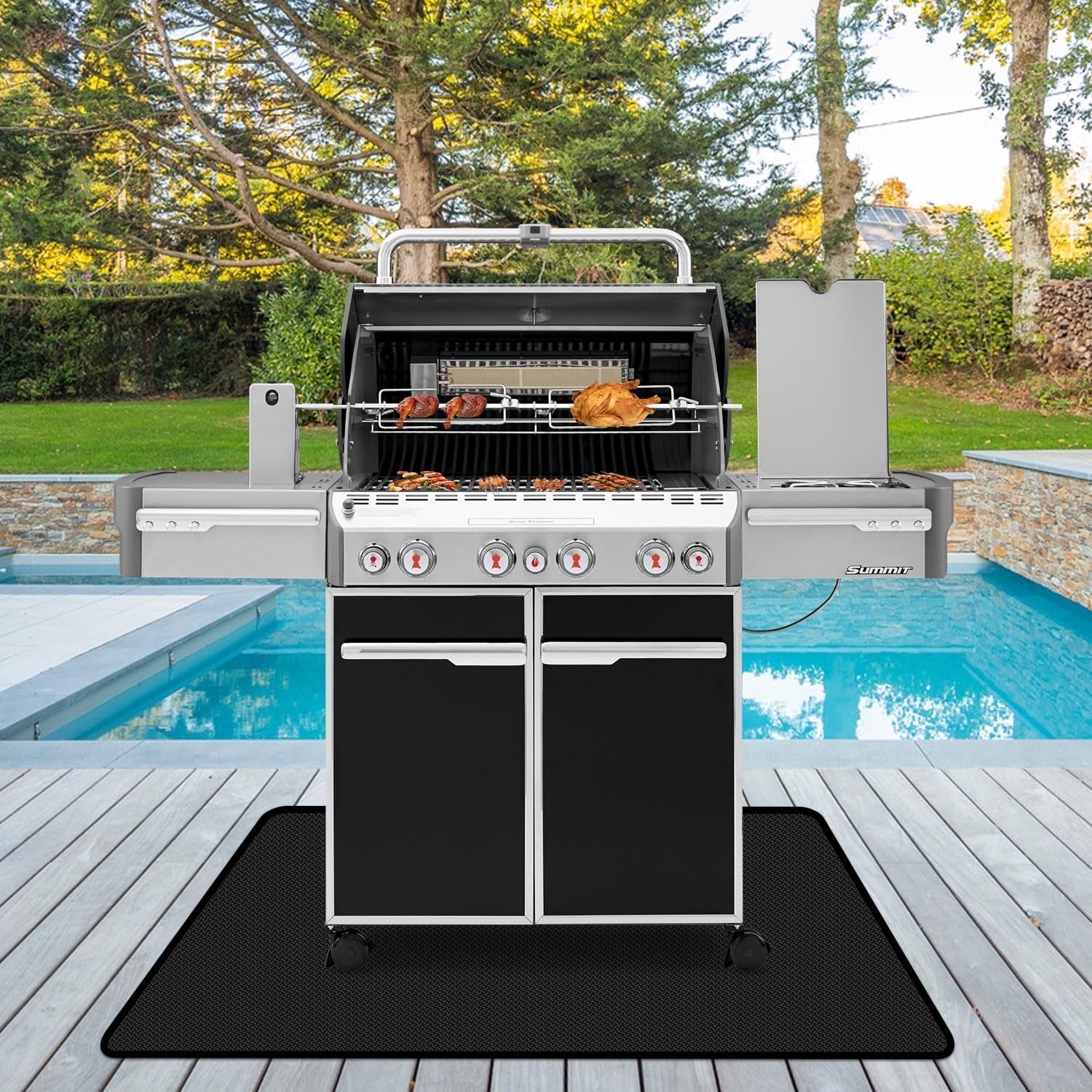 60 X 40 Inch under Grill Mats for Outdoor Grill, Oil and Waterproof, Double-Sided Fireproof Fire Pit Fireplace Outdoor BBQ Mat for Protecting Deck and Lawn