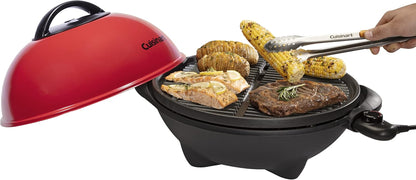 Cuisinart Indoor/Outdoor Electric Grill, 2-In-1 Portable BBQ with Non-Stick Cooking Surface, Electric Grill Outdoor with Adjustable Heat, Stand/Tabletop Options for Cookouts, Barbecues, Small Spaces