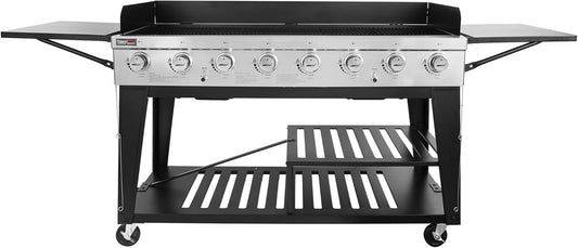 Royal Gourmet 8-Burner Gas Grill, 104,000 BTU Liquid Propane Grill, Independently Controlled Dual Systems, Outdoor Party or Backyard BBQ, Black