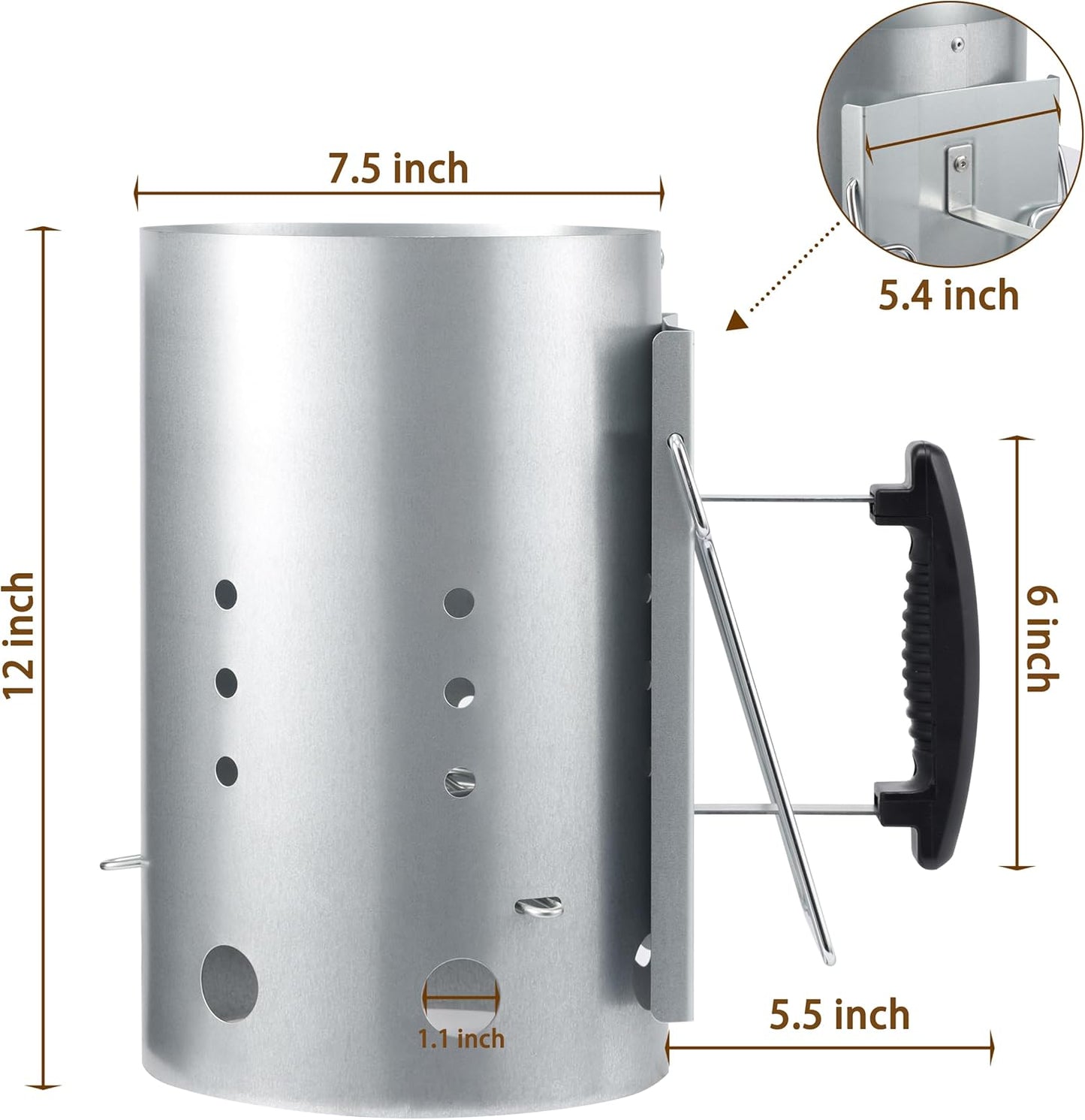 E500 Larger Charcoal Chimney Starter with 60Pcs Charcoal Starter, Coal Chimney Starter for Grill, BBQ Fire Starter Kit