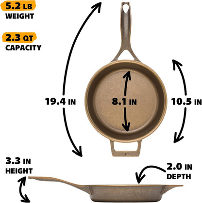 Stargazer 10.5-Inch Cast Iron Skillet | Made in USA, Seasoned, Premium Frying Pan for Grilling, Searing, Baking & More – Durable Cast Iron with Smooth Cooking Surface