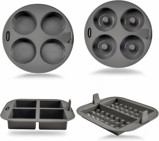 Set of 4 - EM Silicone Air Fryer Liners – Reusable Air Fryer Accessories with Cupcake, Donut, Brownie, Waffle Molds – Heat-Resistant, Food-Grade Silicone for Ninja, Gourmia.