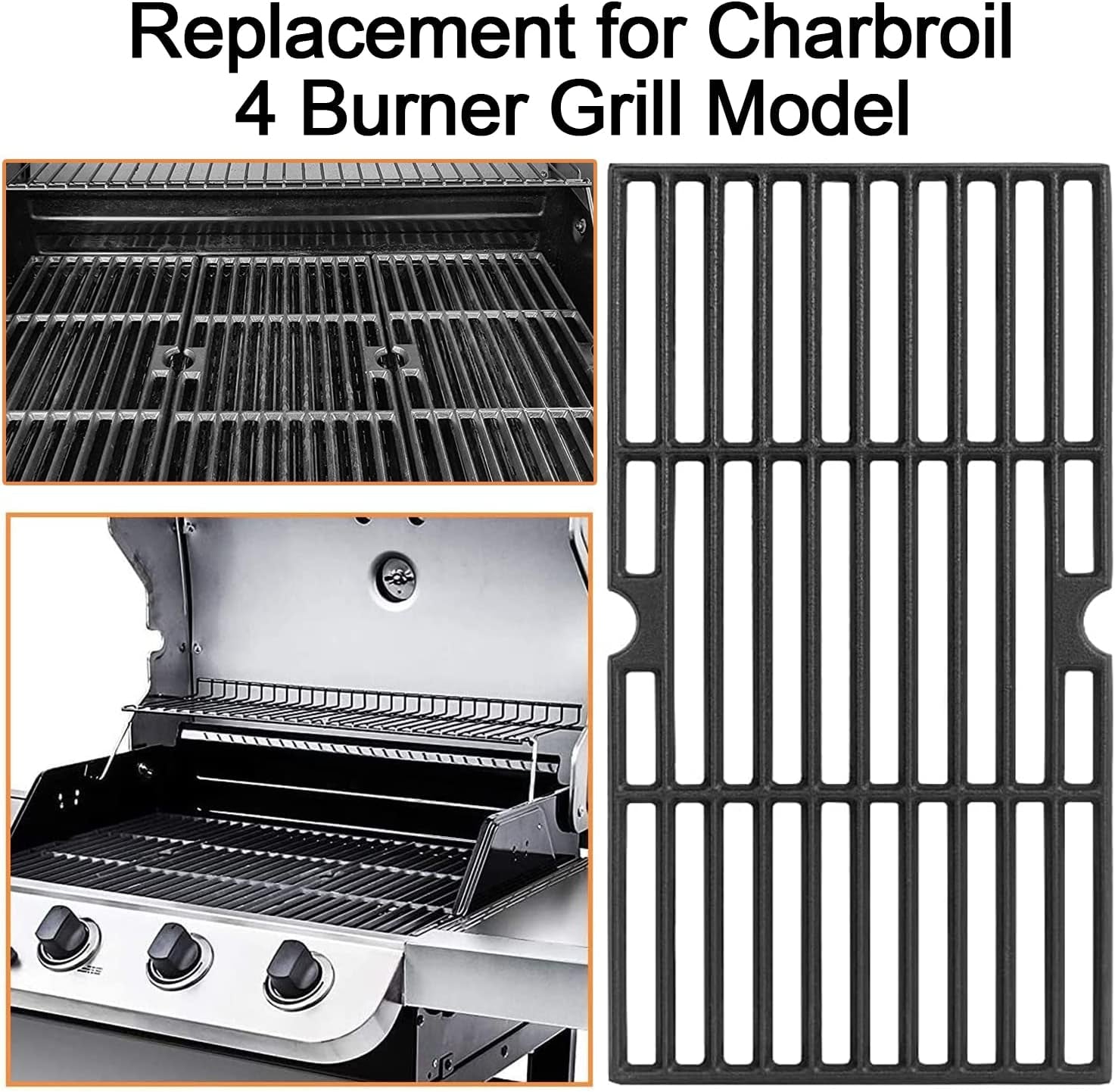 Grill Grates for Charbroil Advantage 4 Burner 463343015 463344015 463344116, Advantage 2 Coal Parts 463340516 Gas Grill, G467-0002-W1 Cast Iron Cooking Grids for Tru Infrared 463336016, 16 15/16"