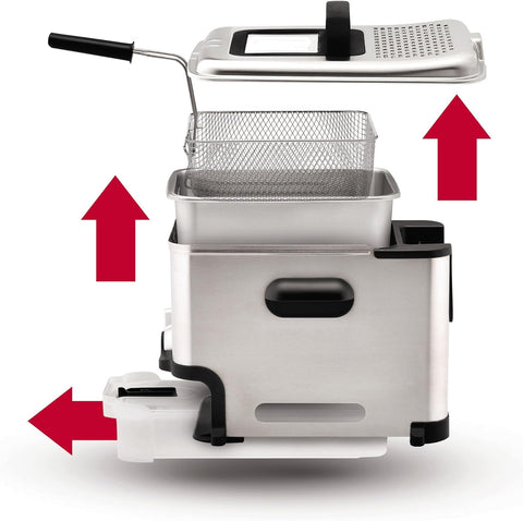 Image of T-Fal 3.5L Deep Fryer with Oil Filtration System: 1700W Stainless Steel Fryer, Dishwasher Safe Parts, Digital Timer, Adjustable Temperature Control for Perfect Golden Crispy Results