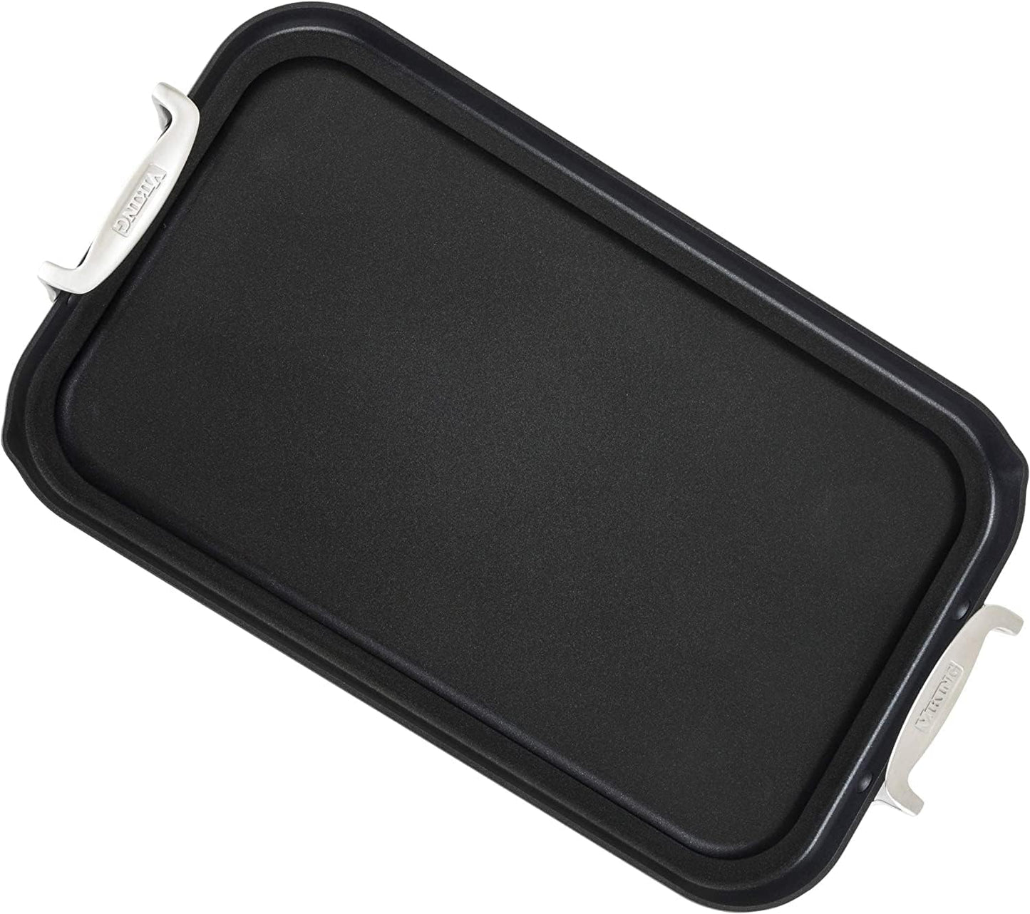 Viking Non Stick Double Burner Griddle, Hard Anodized Nonstick Kitchen Cookware Grill Pan with Handles, Oven Safe, Works on Electronic, Ceramic, and Gas Stove Tops, 19 X 11 Inch