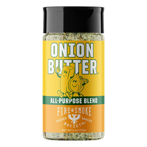 Image of Fire & Smoke Society Onion Butter All Purpose Seasoning | BBQ Rubs for Smoking and Grilling | Steak, Grilled Chicken, Pork, Burgers | Onions, Green Herbs, White Pepper | M 6 Oz