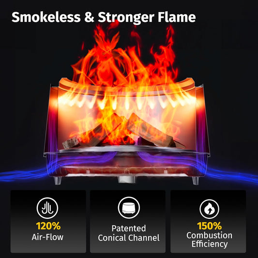 EAST OAK Fuoco Smokeless Fire Pit 21'' for Patio and Outdoor, Stainless Steel Firepit Wood Burning Fireplace with Carrying Bag, Portable Outdoor Fire Pit with Stand & Removable Ash Pan for Outside