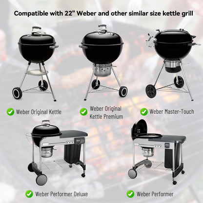 Charkettle Charcoal Firebox Kit, Ceramic Basket with Heat Deflector Compatible with Weber 22-Inch Kettle Charcoal Grills