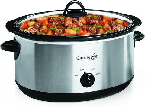 Image of Crock-Pot 7 Quart Oval Manual Slow Cooker, Stainless Steel (SCV700-S-BR), Versatile Cookware for Large Families or Entertaining