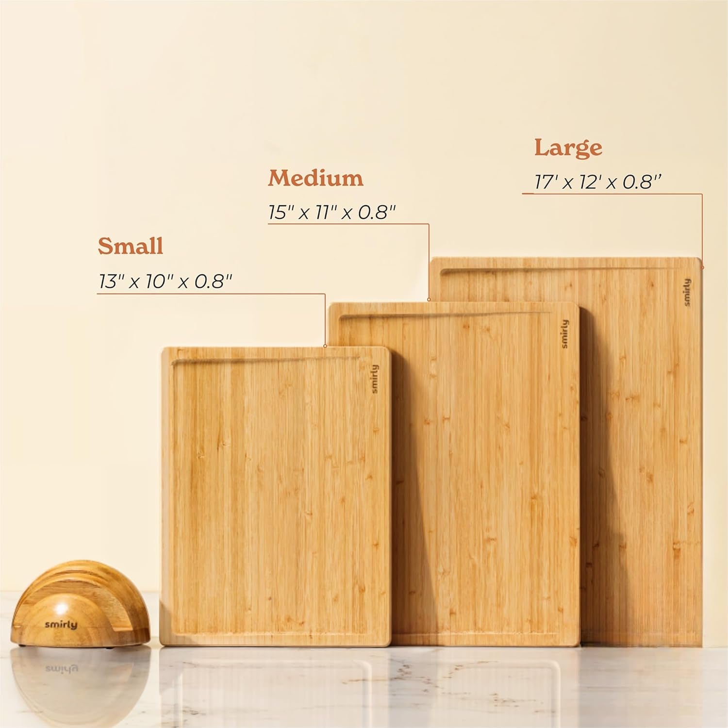 SMIRLY Wooden Cutting Boards for Kitchen Meal Prep & Serving - Bamboo Cutting Board Set with Holder, Charcuterie & Chopping Board, Wood Cutting Board Set, Kitchen Gadgets