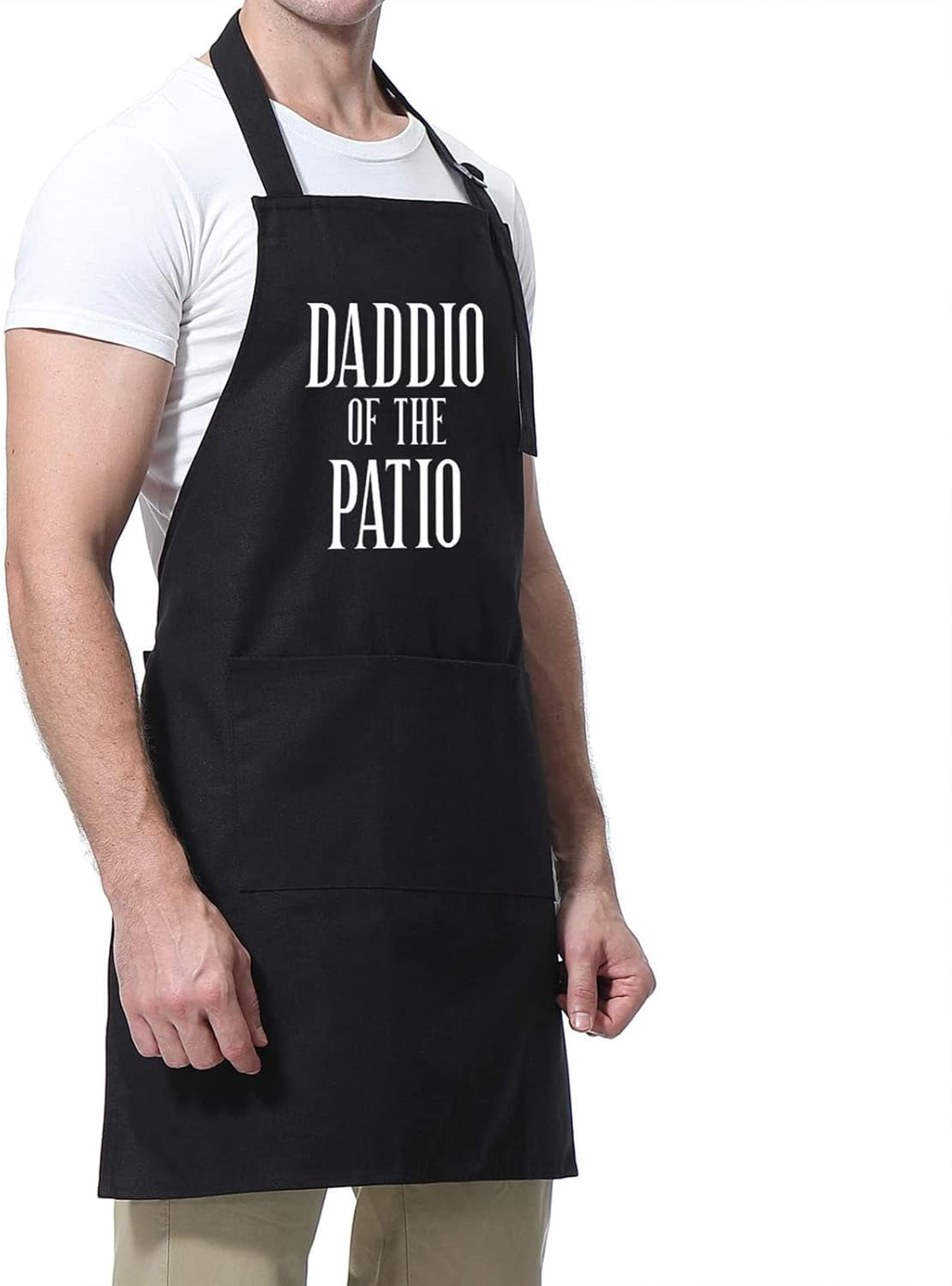Miracu Grill Apron for Daddy - Daddio of the Patio - Dad Gifts from Daughter, Son - Funny Fathers Day, Birthday Gifts for Dad, Best Step Daddy, Father in Law - Papa Aprons for Grilling BBQ Cooking
