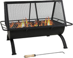 Sunnydaze 36-Inch Northland Steel Outdoor Fire Pit - Outdoor Fireplace for Patio with Grill, Spark Screen, and Protective Cover