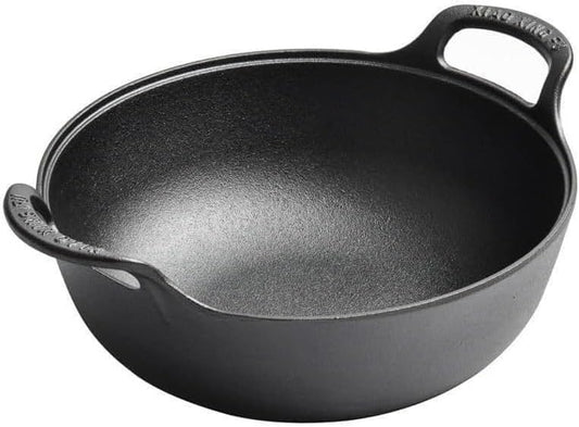 Cast Iron Wok with Handles, Pre-Seasoned Cast Iron Grilling Wok, Use in the Oven, on the Stove, or on the Grill (10 Inch)