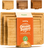 SMIRLY Wooden Cutting Boards for Kitchen Meal Prep & Serving - Bamboo Cutting Board Set with Holder, Charcuterie & Chopping Board, Wood Cutting Board Set, Kitchen Gadgets