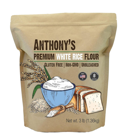 Anthony'S Premium White Rice Flour, 3 Lb, Gluten Free, Non GMO