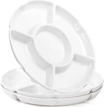 3 Pack Divided Serving Tray, 13 Inch Unbreakable Chip and Dip Platter, Melamine Appetizer Serving Plate, 5 Sectional Party Snack Relish Tray for Serving Food, Nuts, Candy, Dried Fruit, Veggies