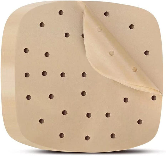 Air Fryer Parchment Paper Liners: 200PCS 8.5 Inch Square Perforated Parchment Paper for Air Fryer, Premium Bamboo Steamer Liner for Air Fryers Baking Cooking Oven