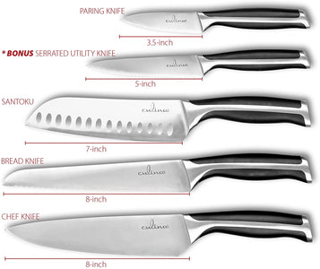 Culina® Pro 7-Piece German-steel Forged Knife Set with Wood Storage Block and 5-inch Utility Knife - Livananatural