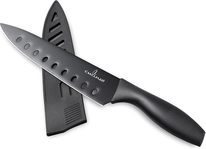 Culina® 8-Inch Nonstick Carbon Steel Sushi Knife with Sheath, Black - Livananatural