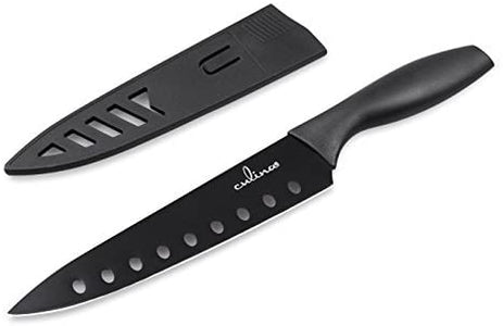 Culina® 8-Inch Nonstick Carbon Steel Sushi Knife with Sheath, Black - Livananatural