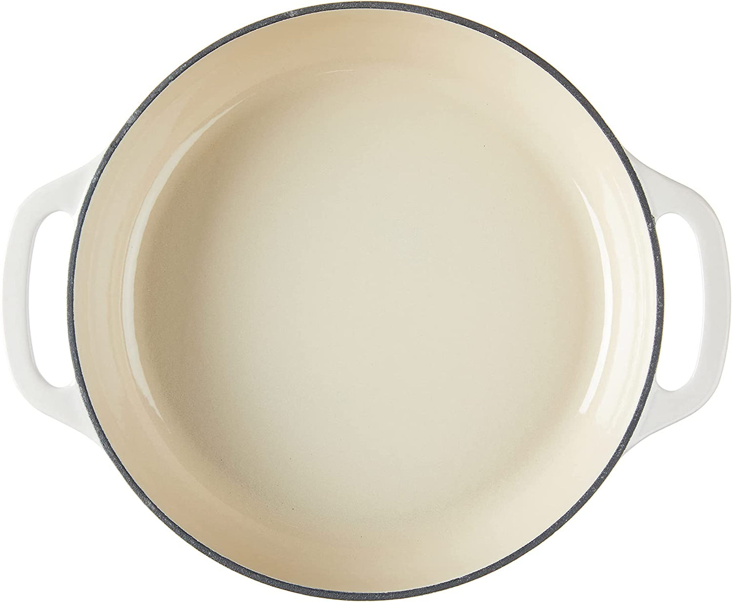 Lodge 3.6 Quart Enameled Cast Iron Oval Casserole with Lid– Dual Handles – Oven Safe up to 500° F or on Stovetop - Use to Marinate, Cook, Bake, Refrigerate and Serve – Oyster White