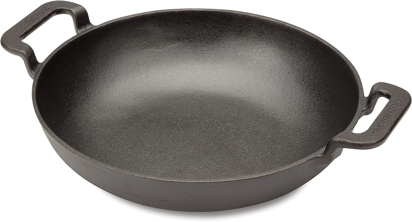 Cuisinart CCW-800, Pre-Seasoned Cast Iron Grilling Wok, 10"