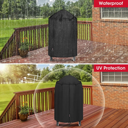 Unicook round Smoker Cover 30 Inch for Charcoal Kettle Grills, BBQ Grill Cover, Waterproof Vinyl Exterior with Polyester Lining, Compatible with Pit Barrel Cooker, Char-Griller and Akorn Kamado Etc.