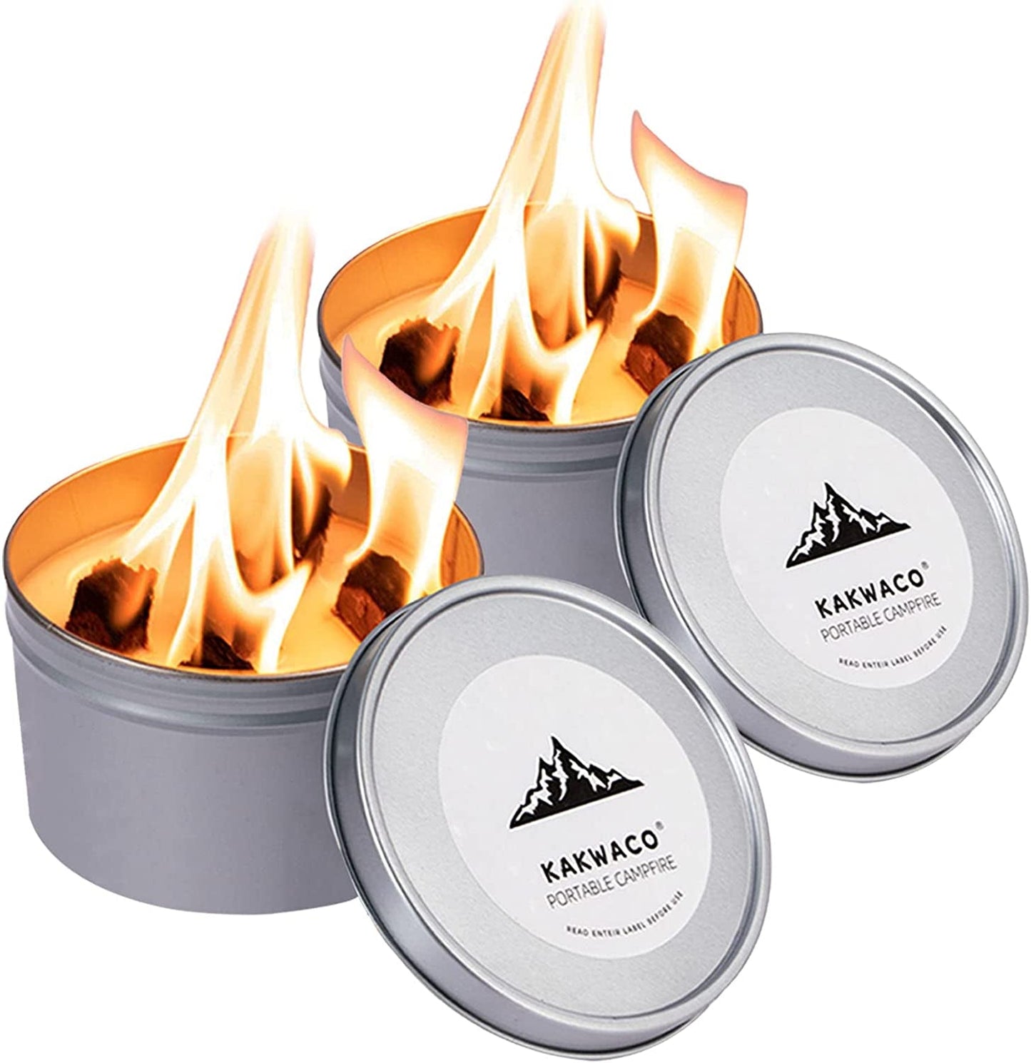 2 Pack Portable Campfire, Portable Fire Pit for Camping, 3-5 Hours of Burn Time Campfire in a Can for Picnics, Cooking and Party