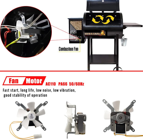 Image of Pellet Grill Repair Kit,Upgraded 2.0 RPM Auger Motor, Induction Fan, Fire Burn Pot and Hot Rod Ignitor, Power Cord Compatible with Traeger /Pit Boss /Z Grills /Camp Chef Wood Pellet Grills