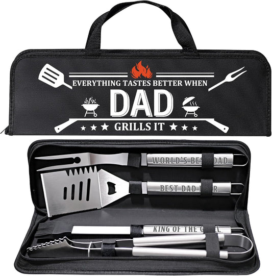 Fathers Day Dad Gifts from Daughter, Grilling Accessories, Heavy Duty Stainless Steel Grill Set BBQ Grill Tools for Outdoor Grill with Aluminum Case, Camping Grill Utensils Set Ideal Grilling Gifts