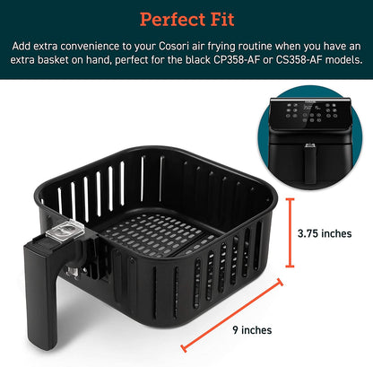 COSORI Air Fryer Accessories, Replacement 5.8QT Original Basket for COSORI CP358-AF, CS358-AF Air Fryers, Non-Stick, Dishwasher-Safe, CAF-P582B