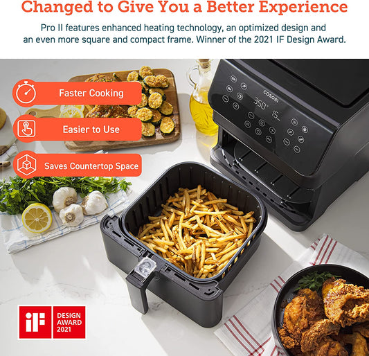 COSORI 12-In-1 Air Fryer 5.8QT, Toast, Bake, Nutrition Facts for 100+ In-App Recipes, Adaptiq Tech Fast Cook, for Main & Side Dishes, Snacks, Leftovers, Detachable Square Basket, Dishwasher Safe
