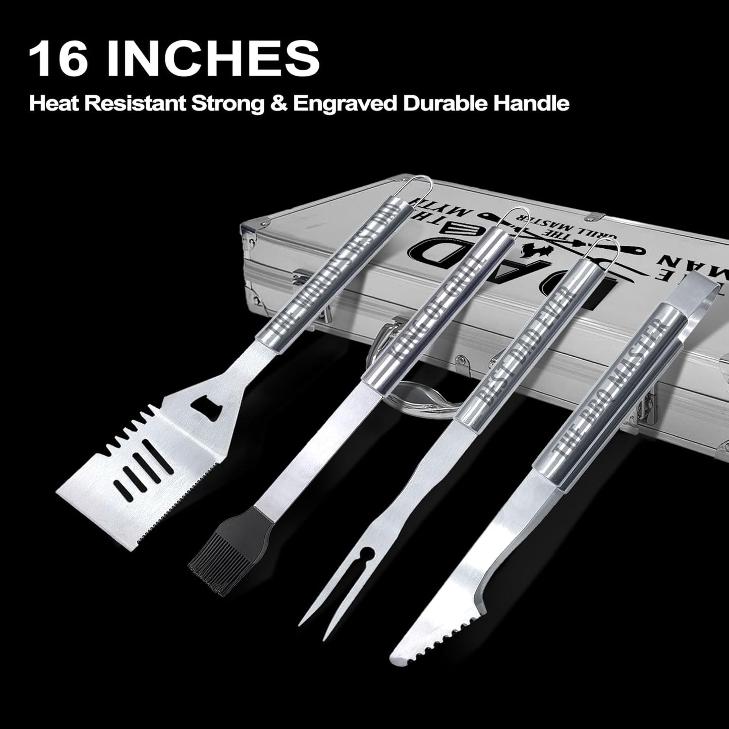 Dad Gifts, Fathers Day Dad Gifts from Daughter Son Heavy Duty Grilling Accessories Kit for Backyard BBQ, Dad Birthday Gift Thick Stainless Steel Grill Utensils with Non-Slip Handle Tool Grill Present