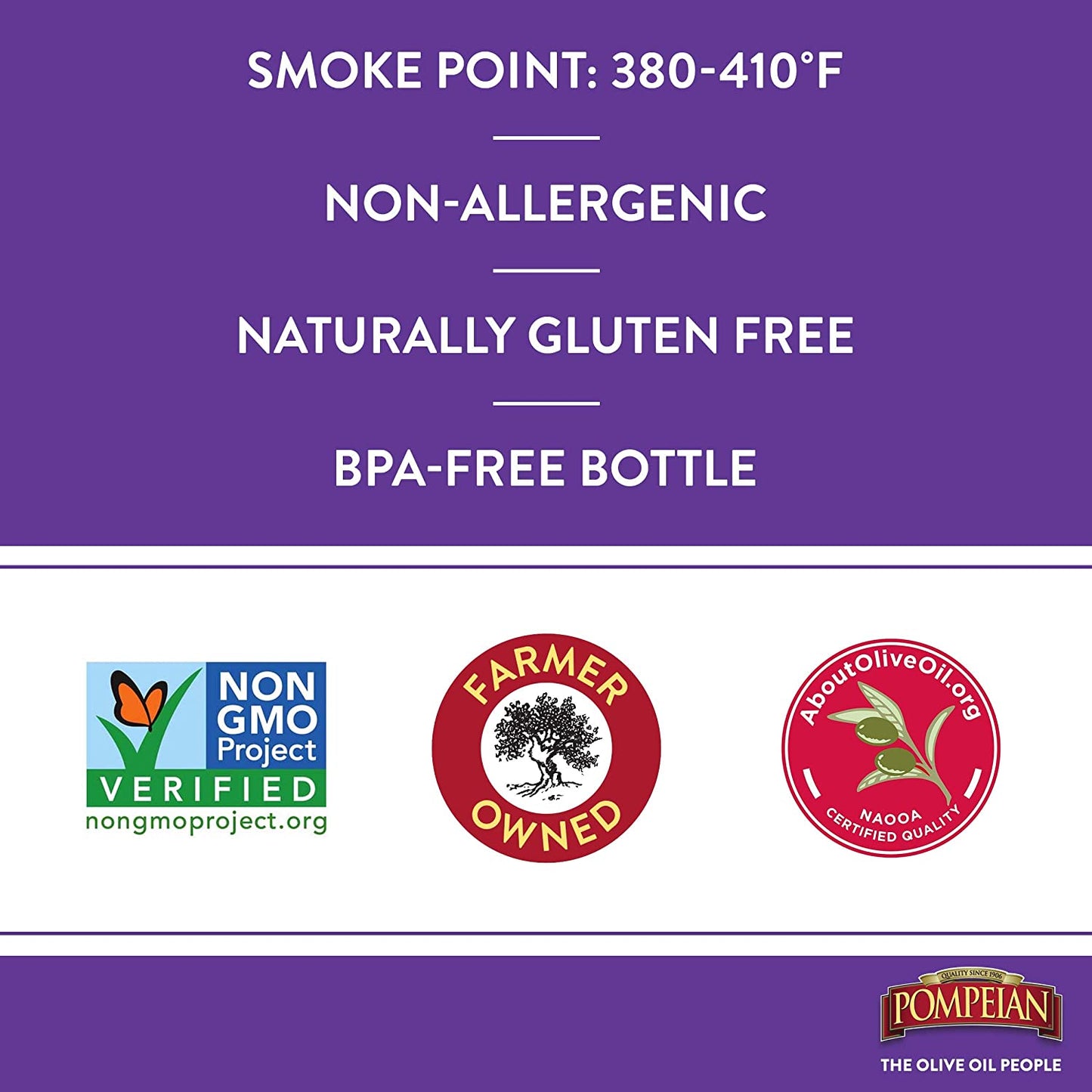 Pompeian Smooth Extra Virgin Olive Oil, Contains Polyphenols, First Cold Pressed, Mild and Delicate Flavor, Perfect for Sauteing & Stir-Frying, Naturally Gluten-Free, Non-Gmo, 16 FL Oz, Single Bottle