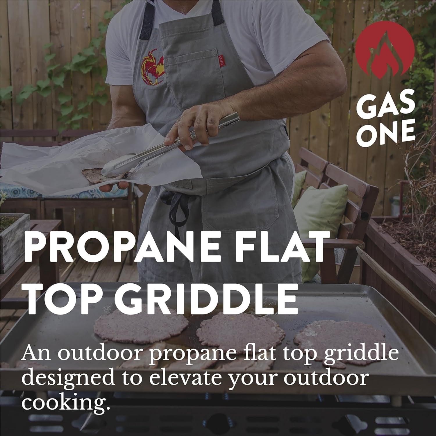 Gas One Flat Top Grill with 3 Burners Auto Ignition Propane Portable Stainless Steel Tabletop Grill with Pre Season Griddle Convenient Drip Tray Ideal for RV, Camping