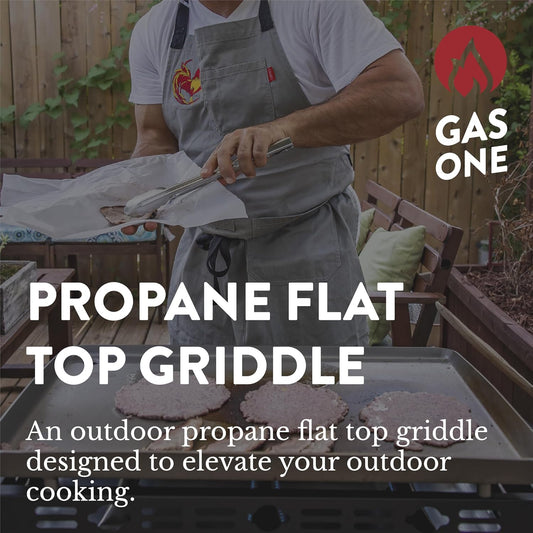 Gas One Flat Top Grill with 3 Burners Auto Ignition Propane Portable Stainless Steel Tabletop Grill with Pre Season Griddle Convenient Drip Tray Ideal for RV, Camping