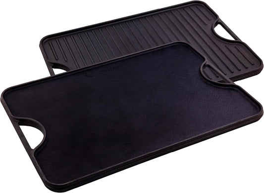 Victoria 20-By-14-Inch Rectangular Cast Iron Griddle, Preseasoned Reversible Griddle