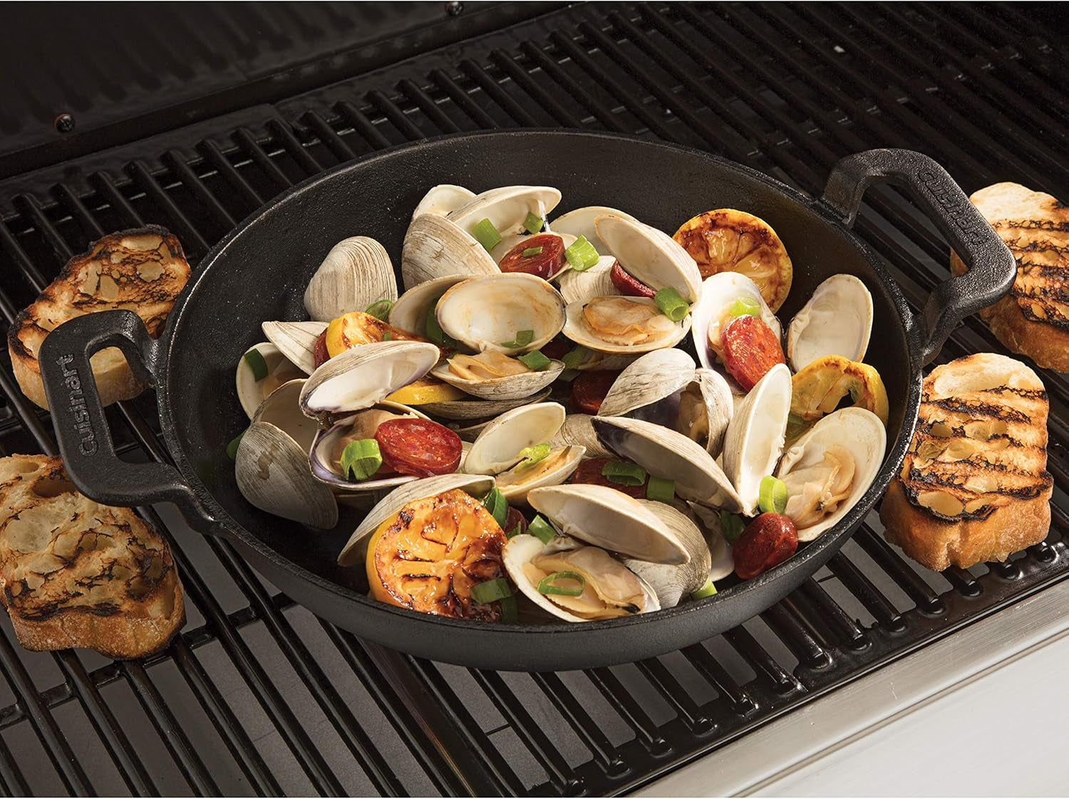 Cuisinart CCW-800, Pre-Seasoned Cast Iron Grilling Wok, 10"