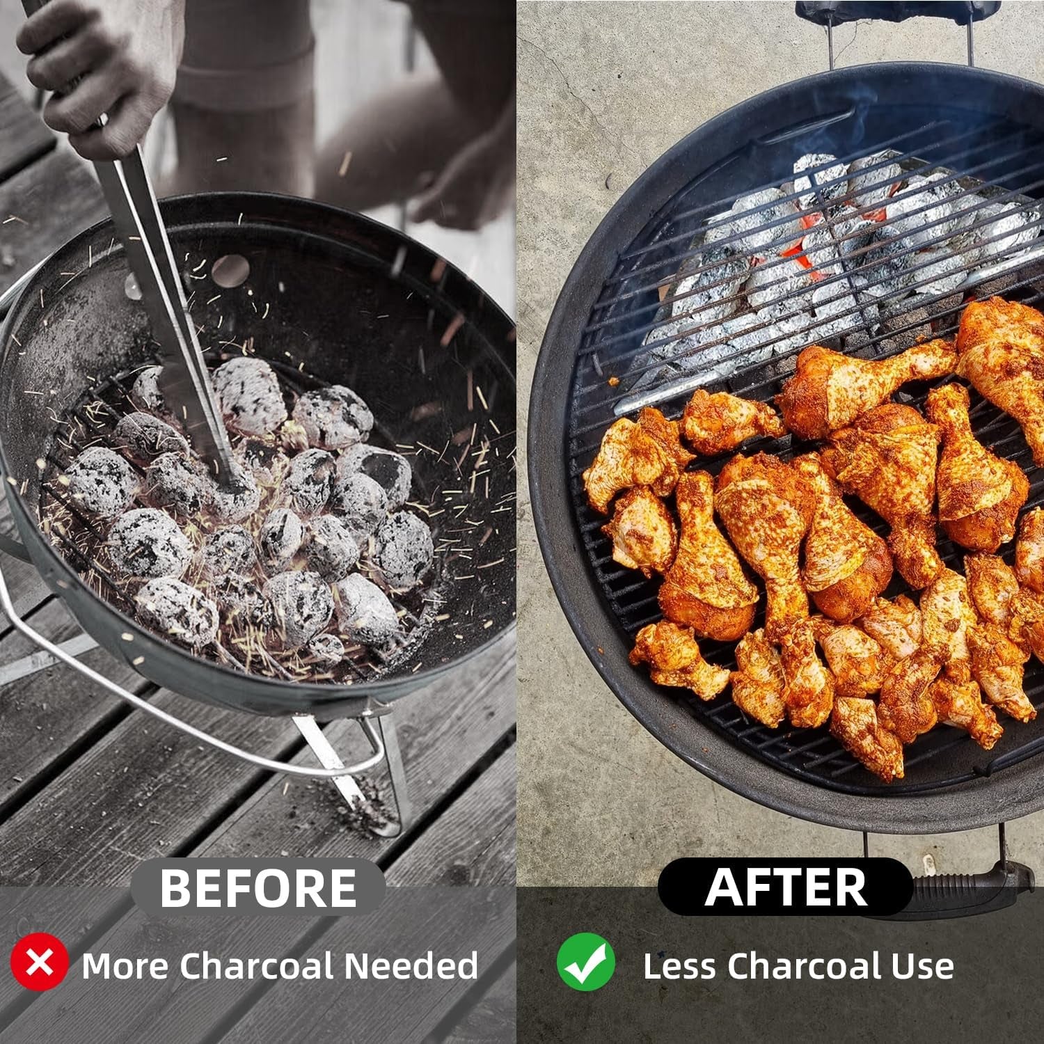 Charcoal Basket Set of 2 - BBQ Charcoal Grill Basket Holders, Heavy Duty Grill Accessories Replacement for Weber 22" Kettle Grill, Compatible with Weber Grill Accessories & Parts, Universal Fit for Charcoal Grills
