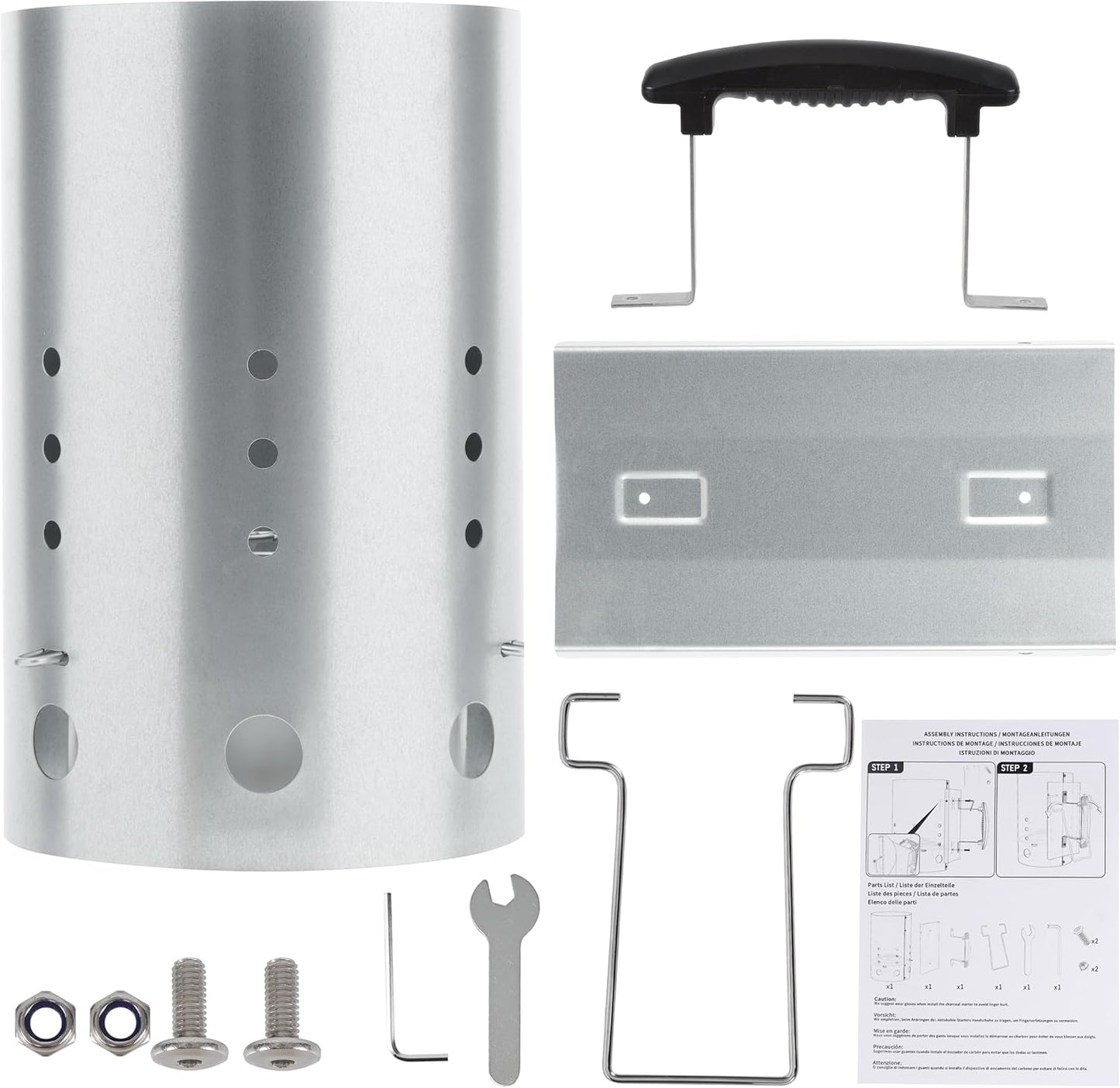 E500 Larger Charcoal Chimney Starter with 60Pcs Charcoal Starter, Coal Chimney Starter for Grill, BBQ Fire Starter Kit