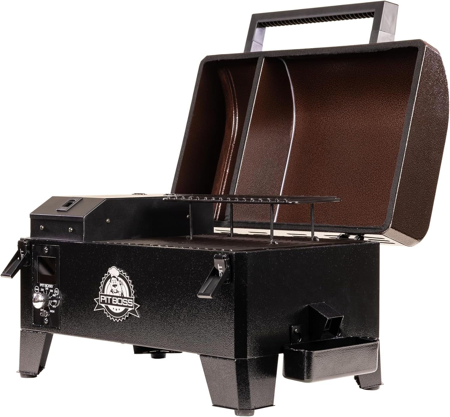 PIT BOSS 10697 Table Top Wood Grill with Temperature Control, Mahogany