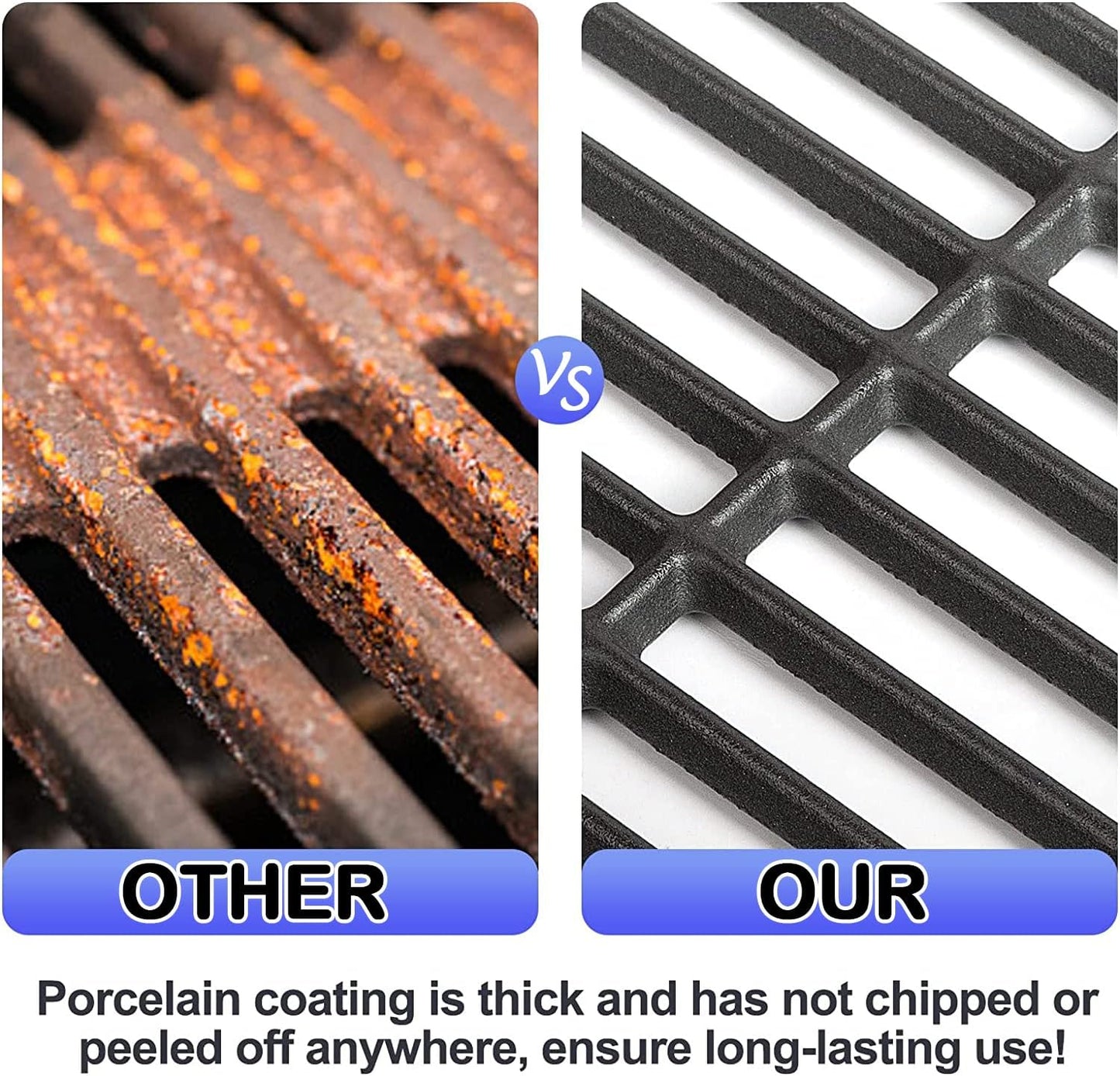 Grill Grates for Charbroil Advantage 4 Burner 463343015 463344015 463344116, Advantage 2 Coal Parts 463340516 Gas Grill, G467-0002-W1 Cast Iron Cooking Grids for Tru Infrared 463336016, 16 15/16"