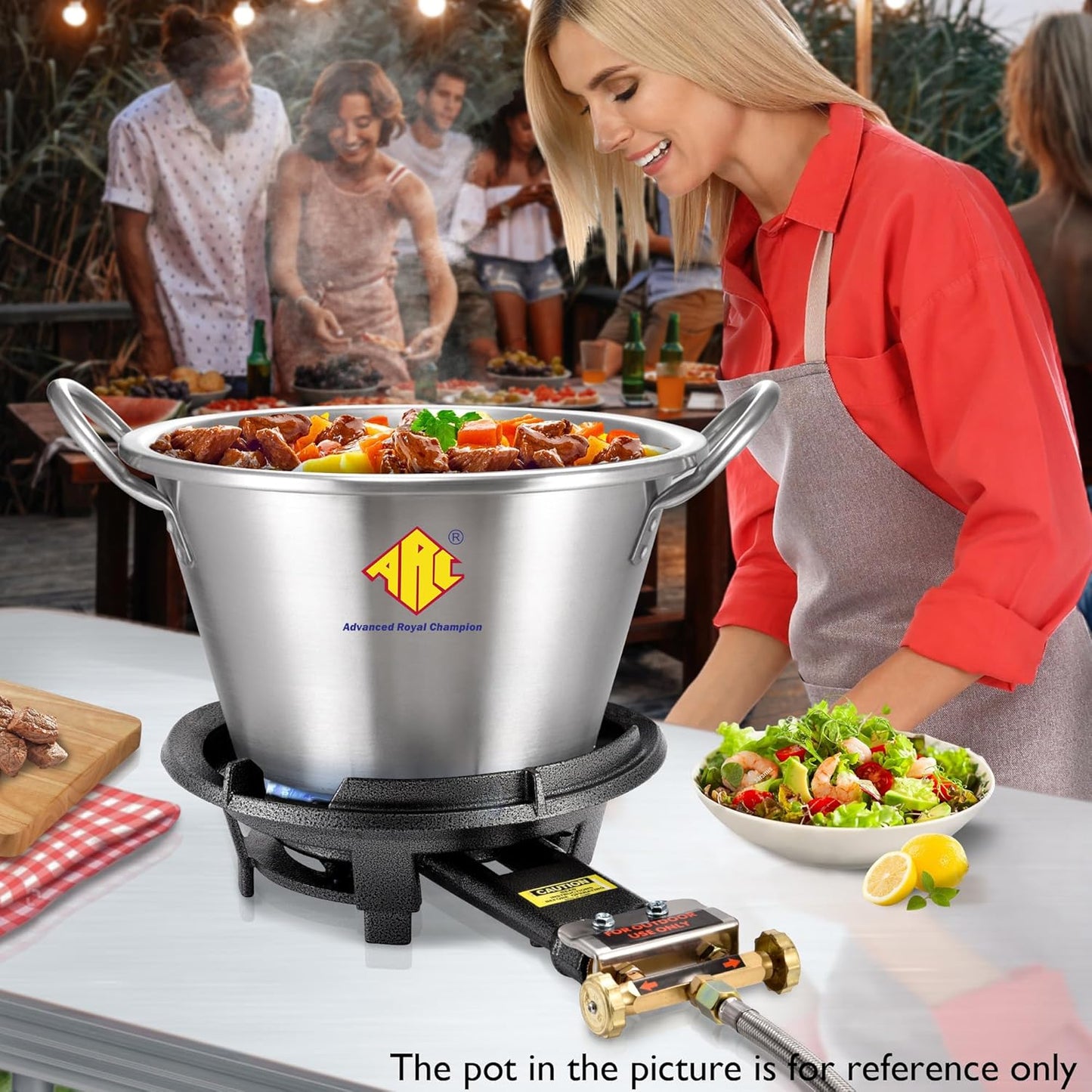 ARC Outdoor Propane Burner Stove, 13" Single Propane Burner, Cast Iron Portable Wok Burner with Bilateral Control Rings and 0-20 PSI Adjustable Regulator, Stainless Steel Hose