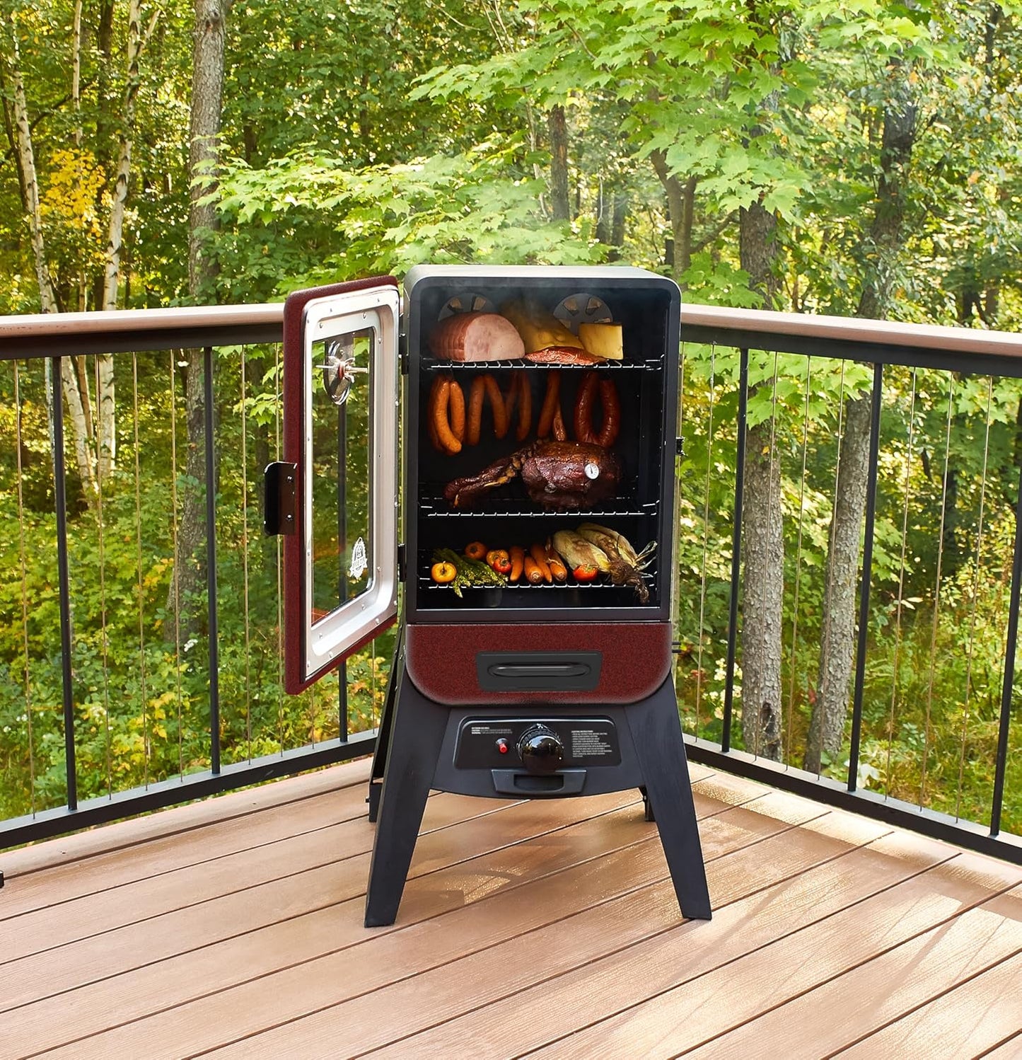 Pit Boss 2-Series Gas Vertical Smoker, Red Hammertone