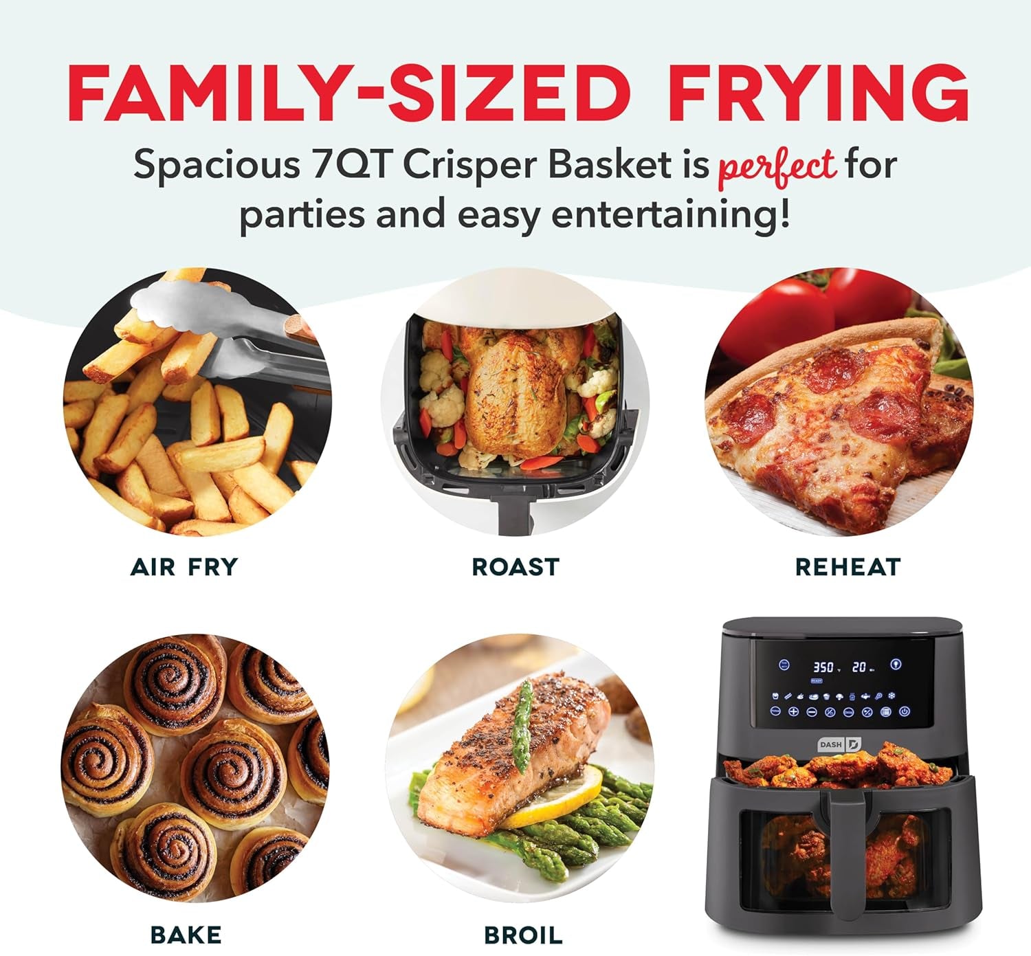 DASH 7Qt Clear View Digital Air Fryer - Forged Iron